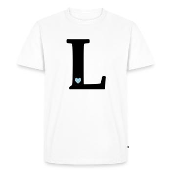 point L Lettre initiale - T-shirt Premium bio Homme - blanc - Devant - Nico (187cm)