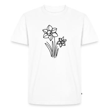Fleur dessinée - Jonquille - T-shirt Premium bio Homme - blanc - Devant - Nico (187cm)