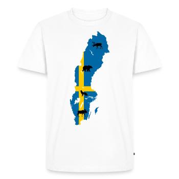 Suède Outline Card Orignal Loup Ours Renne Drapeau - T-shirt Premium bio Homme - blanc - Devant - Nico (187cm)