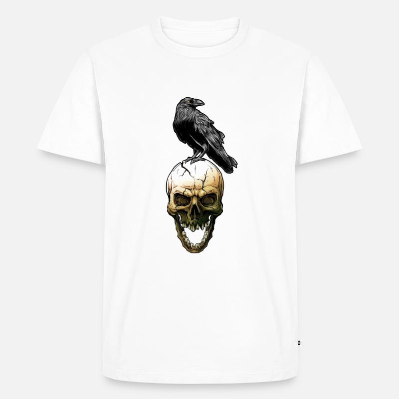 crow skull - Männer Premium Bio T-Shirt - Weiß