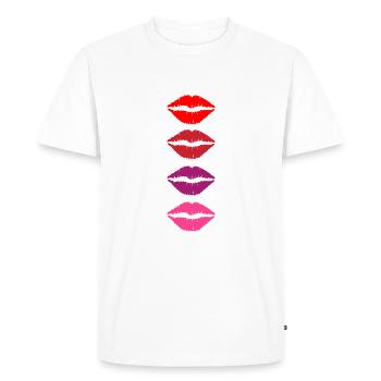 Bouche de rouge à lèvres - T-shirt Premium bio Homme - blanc - Devant - Nico (187cm)
