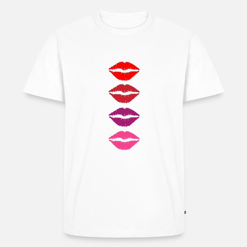 Bouche de rouge à lèvres - T-shirt Premium bio Homme - blanc