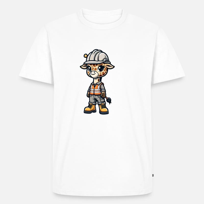 Cute Giraffe Construction Worker - Männer Premium Bio T-Shirt - Weiß