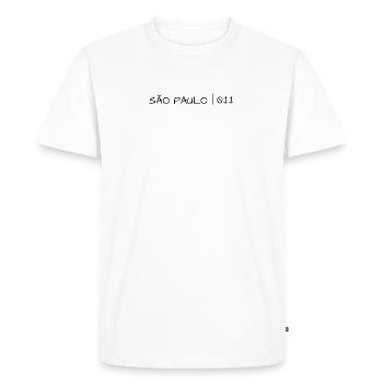 {Coleção Cidades Bacanas} Cidades DDD São Paulo - Men's Premium Organic T-Shirt - white - Front - Nico (187cm)