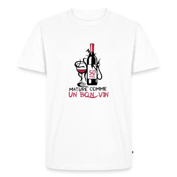 50 ans mature bouteille vin anniversaire - T-shirt Premium bio Homme - blanc - Devant - Nico (187cm)