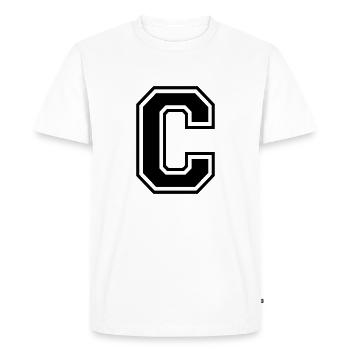 Lettre C Équipe Foot | baseball| basket université - T-shirt Premium bio Homme - blanc - Devant - Nico (187cm)