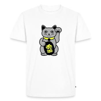 Maneki Waving Chat - T-shirt Premium bio Homme - blanc - Devant - Nico (187cm)