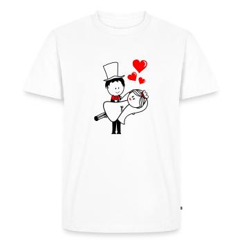 Couple marié - T-shirt Premium bio Homme - blanc - Devant - Nico (187cm)