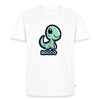 DINOSAUR. ROCCO - Men's Premium Organic T-Shirt - white - Front - Nico (187cm)