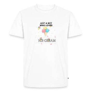 JUST A BOY WHO LOVES ICE CERAM - T-shirt Premium bio Homme - blanc - Devant - Nico (187cm)
