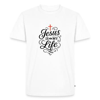 Jésus Ma Vie Foi - T-shirt Premium bio Homme - blanc - Devant - Nico (187cm)