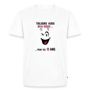 18 ans toujours beau gosse pour age smi - T-shirt Premium bio Homme - blanc - Devant - Nico (187cm)