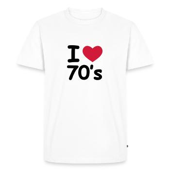 I Love 70's - Men's Premium Organic T-Shirt - white - Front - Nico (187cm)