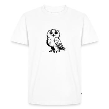 Cute Snow Owl Pencil Sketch - Men's Premium Organic T-Shirt - white - Front - Nico (187cm)