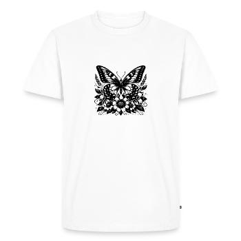 Design élégant de papillon de la nature avec des fleurs - T-shirt Premium bio Homme - blanc - Devant - Nico (187cm)