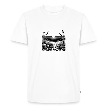 Sunset on the beach with tropical seashells - Men's Premium Organic T-Shirt - white - Front - Nico (187cm)