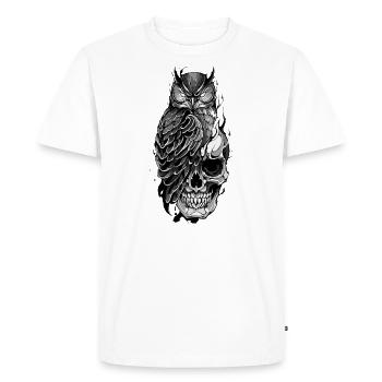 Owl Perched on Skull - Men's Premium Organic T-Shirt - white - Front - Nico (187cm)