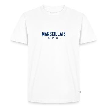 Marseillais authentique - T-shirt Premium bio Homme - blanc - Devant - Nico (187cm)