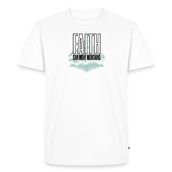 Faith Moves Mountains – Inspiring Message - Men's Premium Organic T-Shirt - white - Front - Nico (187cm)