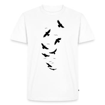 Ravens birds fly - Men's Premium Organic T-Shirt - white - Front - Nico (187cm)