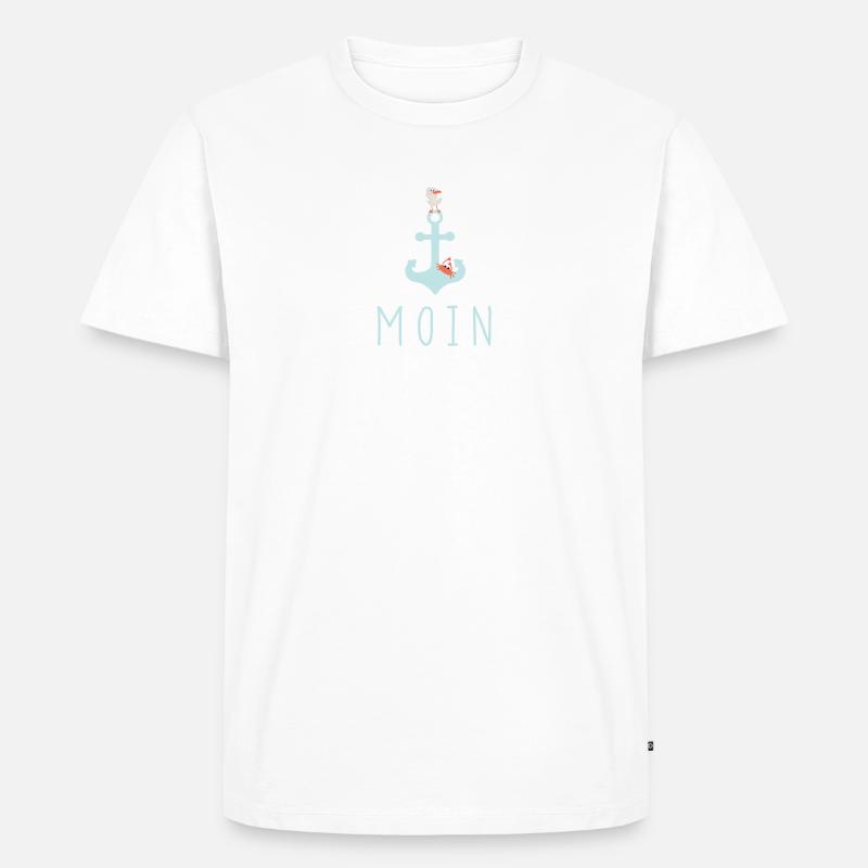 Moin mit Möwe - Männer Premium Bio T-Shirt - Weiß