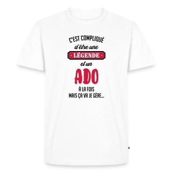 adolescent / enfant / ado / adolescente - T-shirt Premium bio Homme - blanc - Devant - Nico (187cm)