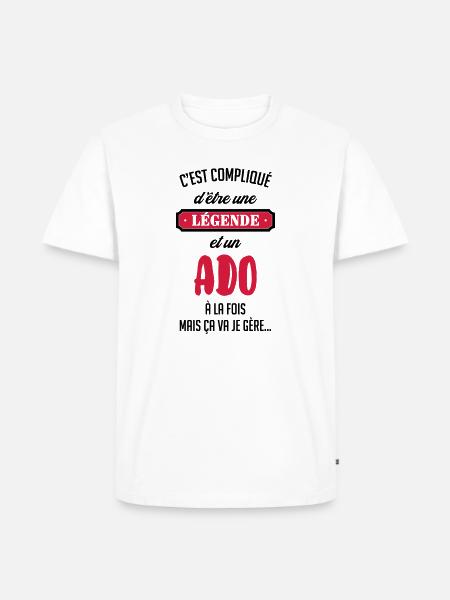 adolescent / enfant / ado / adolescente - T-shirt Premium bio Homme - blanc