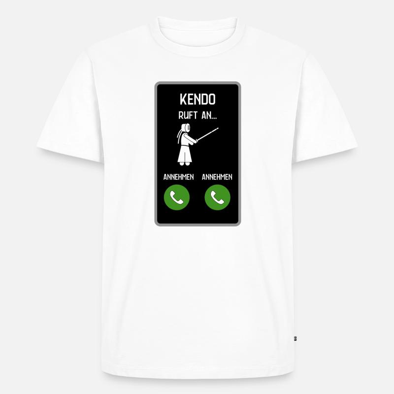 Kendo ruft an - Männer Premium Bio T-Shirt - Weiß