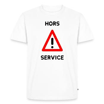 HORS SERVICE. PANNEAU. DANGER. HUMOUR. DRÔLE - T-shirt Premium bio Homme - blanc - Devant - Nico (187cm)