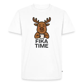 Tasse à café de renne mignon Design Fika Time - T-shirt Premium bio Homme - blanc - Devant - Nico (187cm)