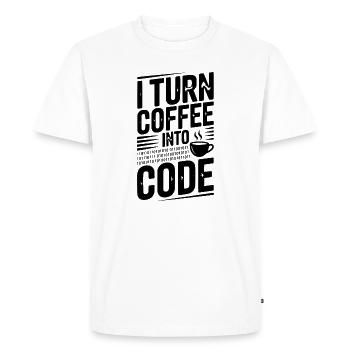 I Turn Coffee Into Code - Men's Premium Organic T-Shirt - white - Front - Nico (187cm)