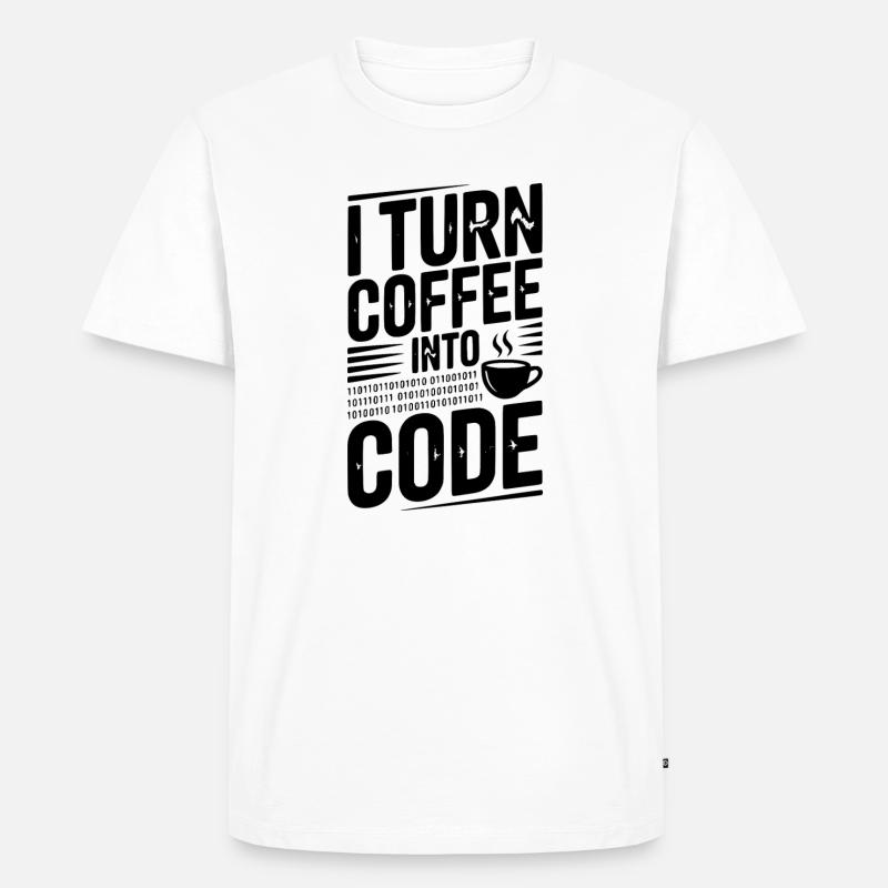Ich verwandle Kaffee in Code - Männer Premium Bio T-Shirt - Weiß
