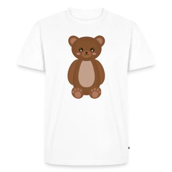 Peluche douillette ours brun - T-shirt Premium bio Homme - blanc - Devant - Nico (187cm)