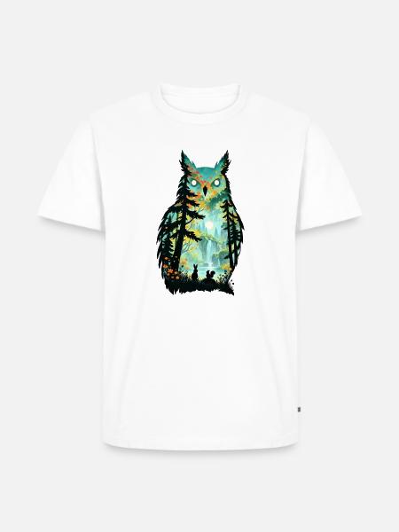 Eulenwald Herbstlicht Silhouette - Männer Premium Bio T-Shirt - Weiß