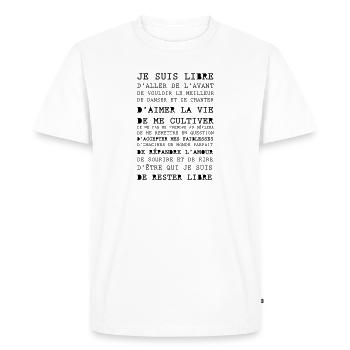 Je suis libre - T-shirt Premium bio Homme - blanc - Devant - Nico (187cm)