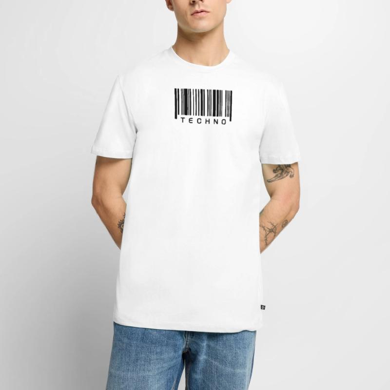 Techno Barcode Strichcode Scan Code Acid Mnml Rave Männer Premium Bio T-Shirt