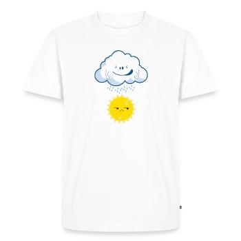 Clouds raining on the sun fun t-shirt - T-shirt Premium bio Homme - blanc - Devant - Nico (187cm)