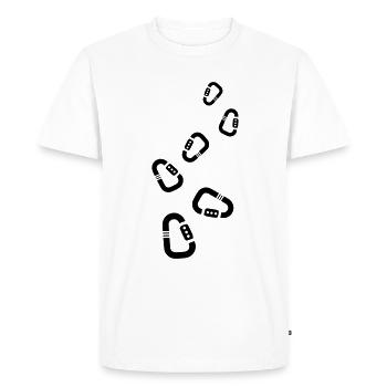 Mousqueton d’équipement d’escalade - T-shirt Premium bio Homme - blanc - Devant - Nico (187cm)