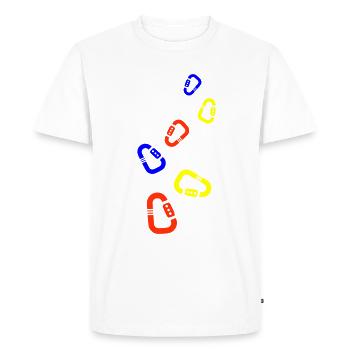 Équipement d’escalade Mousqueton coloré - T-shirt Premium bio Homme - blanc - Devant - Nico (187cm)