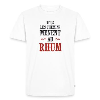 Tous les chemins mènent au rhum - T-shirt Premium bio Homme - blanc - Devant - Nico (187cm)
