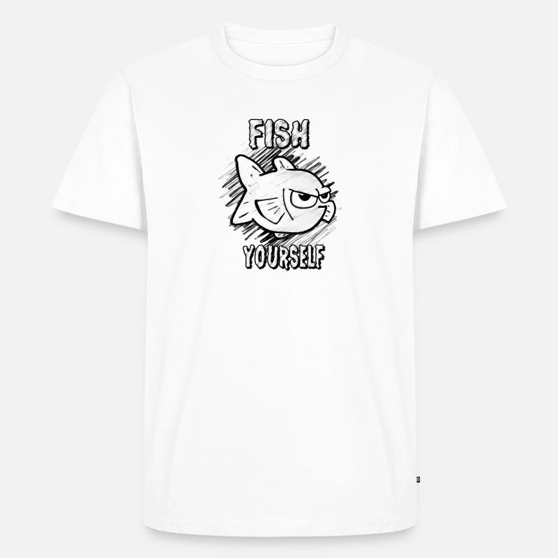 Fish Yourself (Scribble) - Männer Premium Bio T-Shirt - Weiß