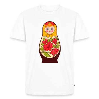 Matryochka poupée URSS cadeau Russie - T-shirt Premium bio Homme - blanc - Devant - Nico (187cm)