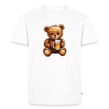 Ours en peluche / Peluche / Animal en peluche / Idée cadeau - T-shirt Premium bio Homme - blanc - Devant - Nico (187cm)