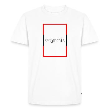 Albanie Shqipëria Lettrage de déclaration avec drapeau - T-shirt Premium bio Homme - blanc - Devant - Nico (187cm)