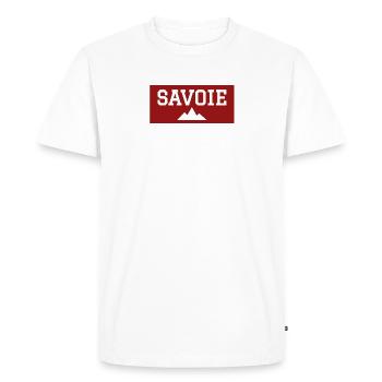 SAVOIE Mountain Red White - Men's Premium Organic T-Shirt - white - Front - Nico (187cm)