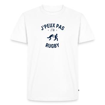 J Peux Pas J Ai Rugby - T-shirt Premium bio Homme - blanc - Devant - Nico (187cm)