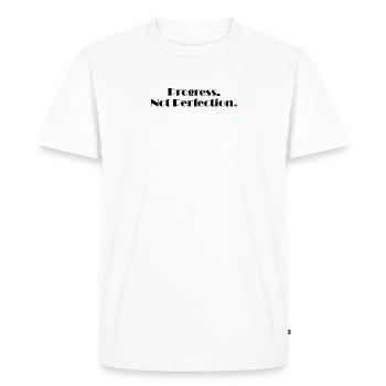 Le progrès plutôt que la perfection - T-shirt Premium bio Homme - blanc - Devant - Nico (187cm)