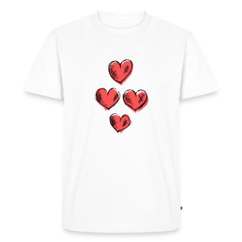 four hearts - Men's Premium Organic T-Shirt - white - Front - Nico (187cm)