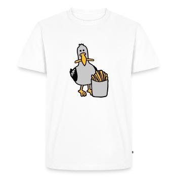 Joyeuses frites volées à la mouette - T-shirt Premium bio Homme - blanc - Devant - Nico (187cm)