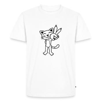 Signe de paix de chat debout - T-shirt Premium bio Homme - blanc - Devant - Nico (187cm)